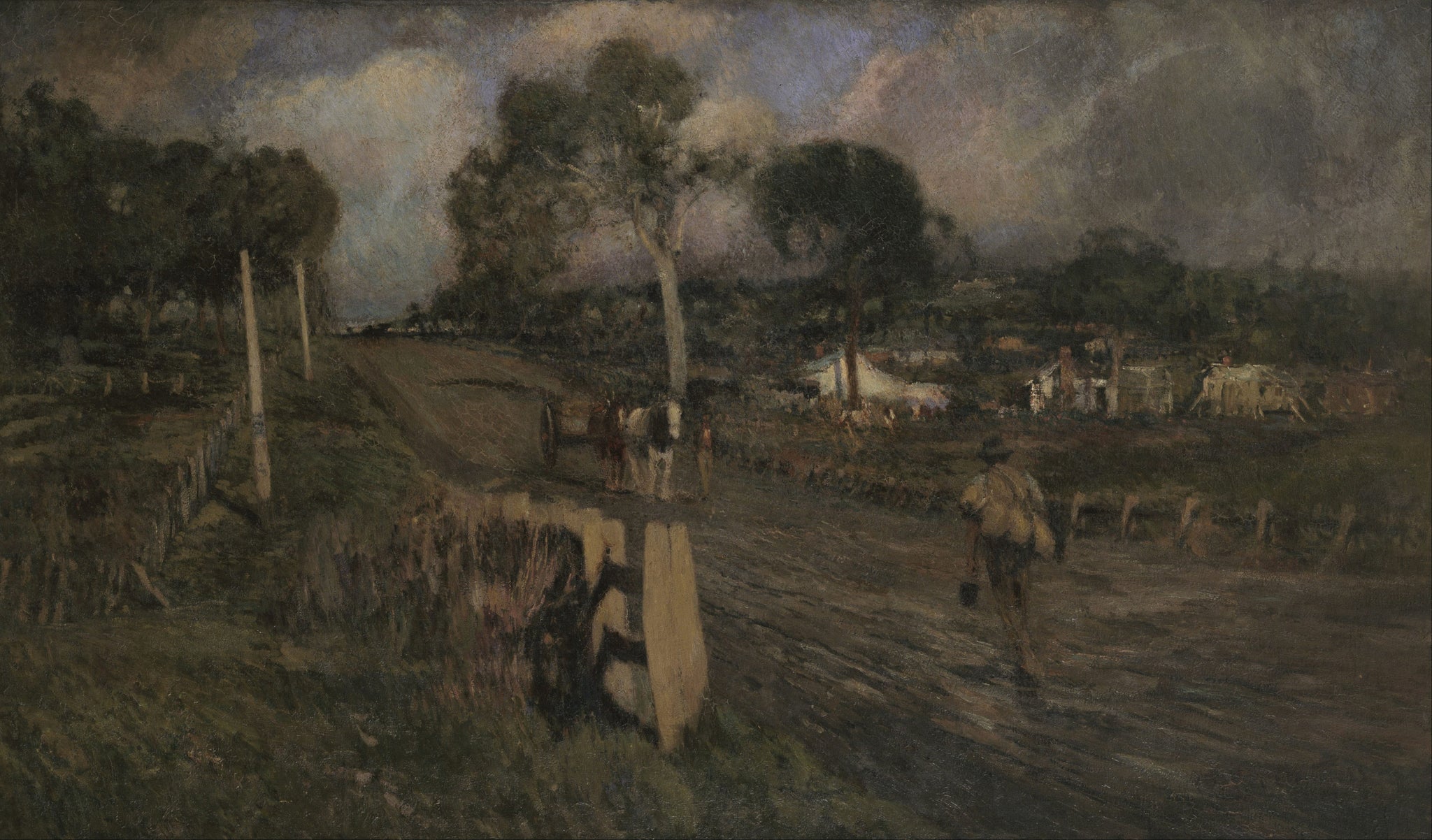 Walter Withers, Nearing the township, 1897, huile sur toile sur panneau de fibres, National Gallery of Victoria