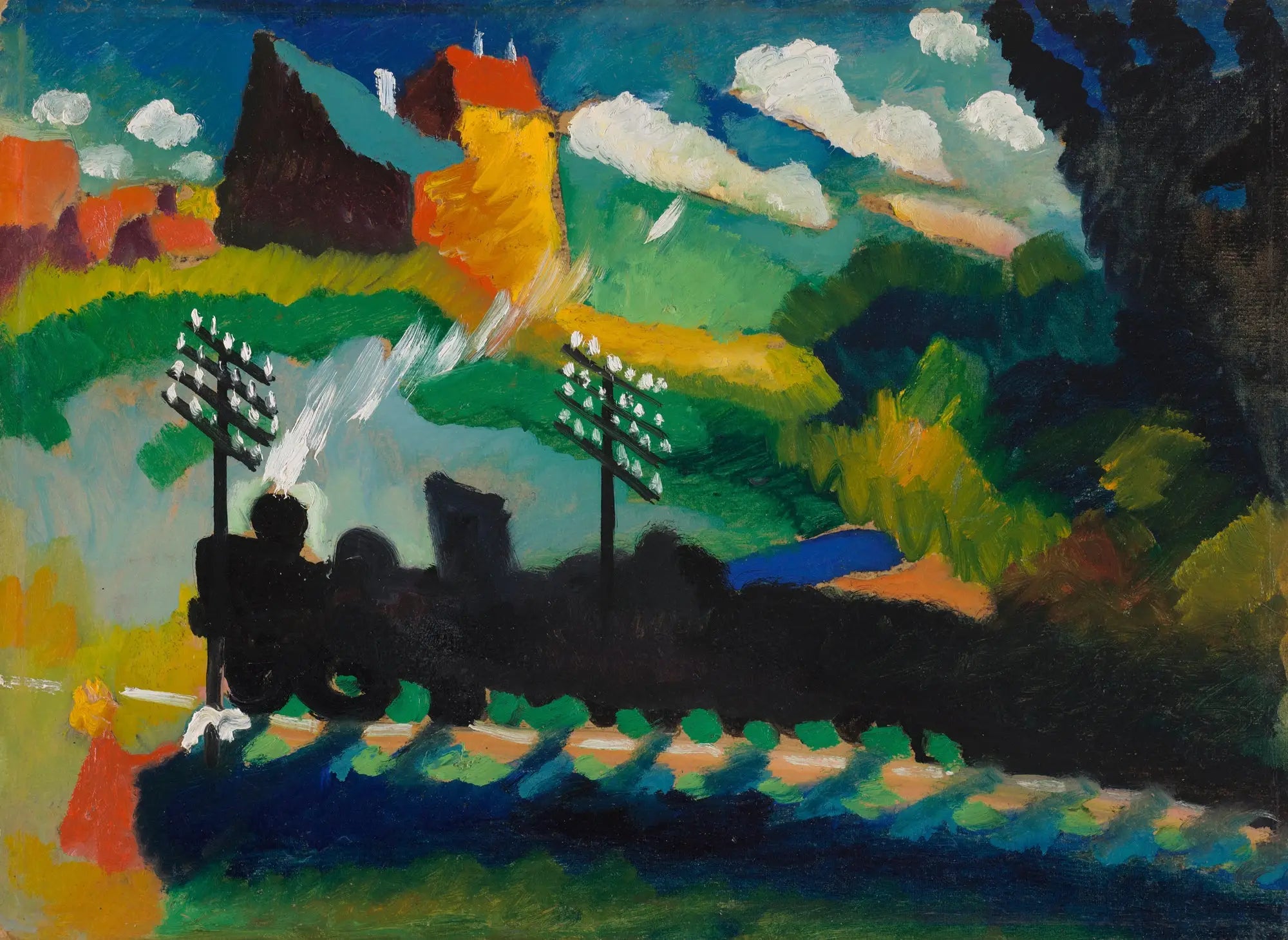 Reproduction du tableau « Murnau, Train et Château - Vassily Kandinsky » par Alpha Reproduction en peinture à l’huile