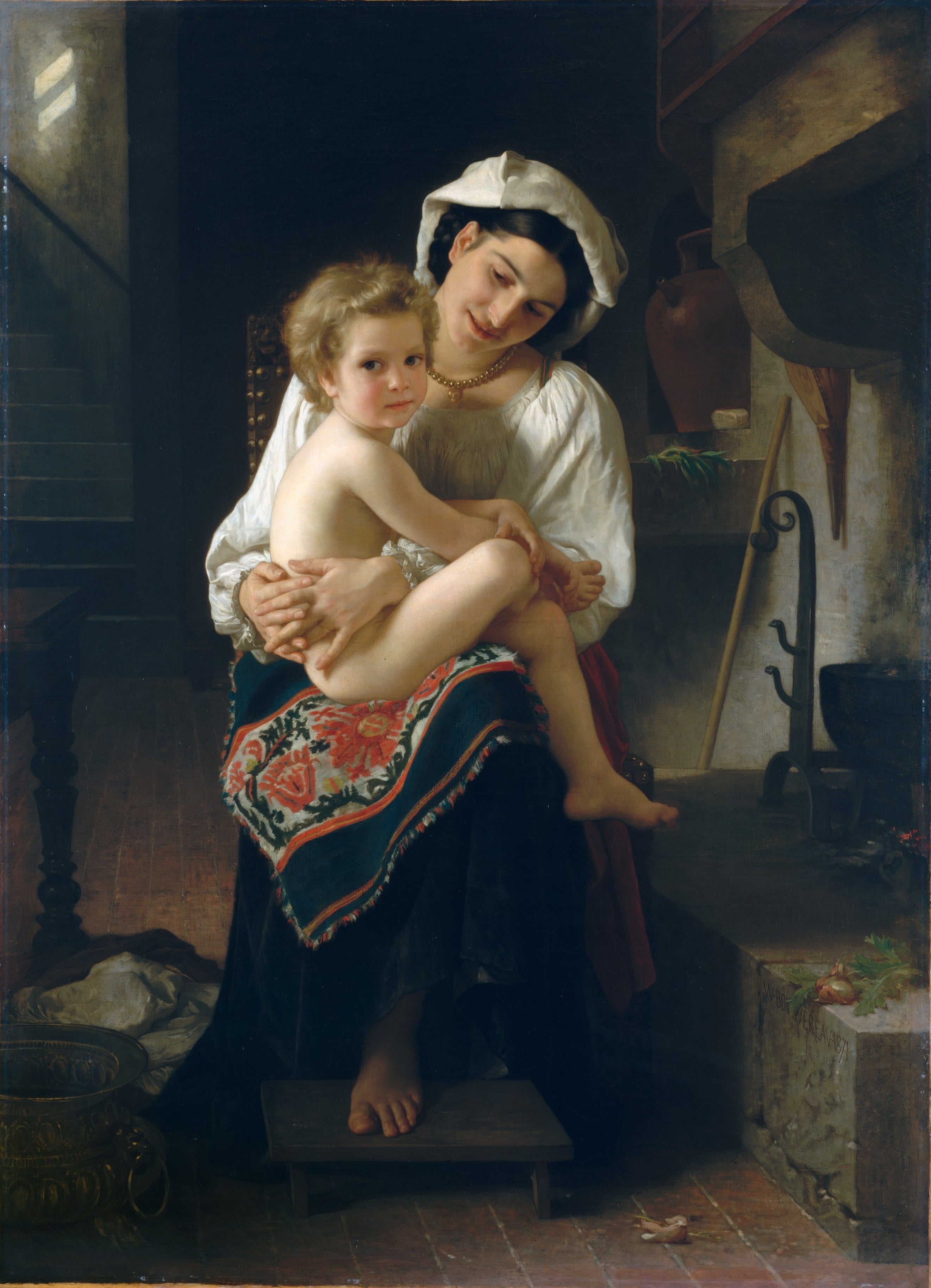 Reproduction du tableau « Jeune Mère contemplant son enfant - Bouguereau » par Alpha Reproduction en peinture à l’huile