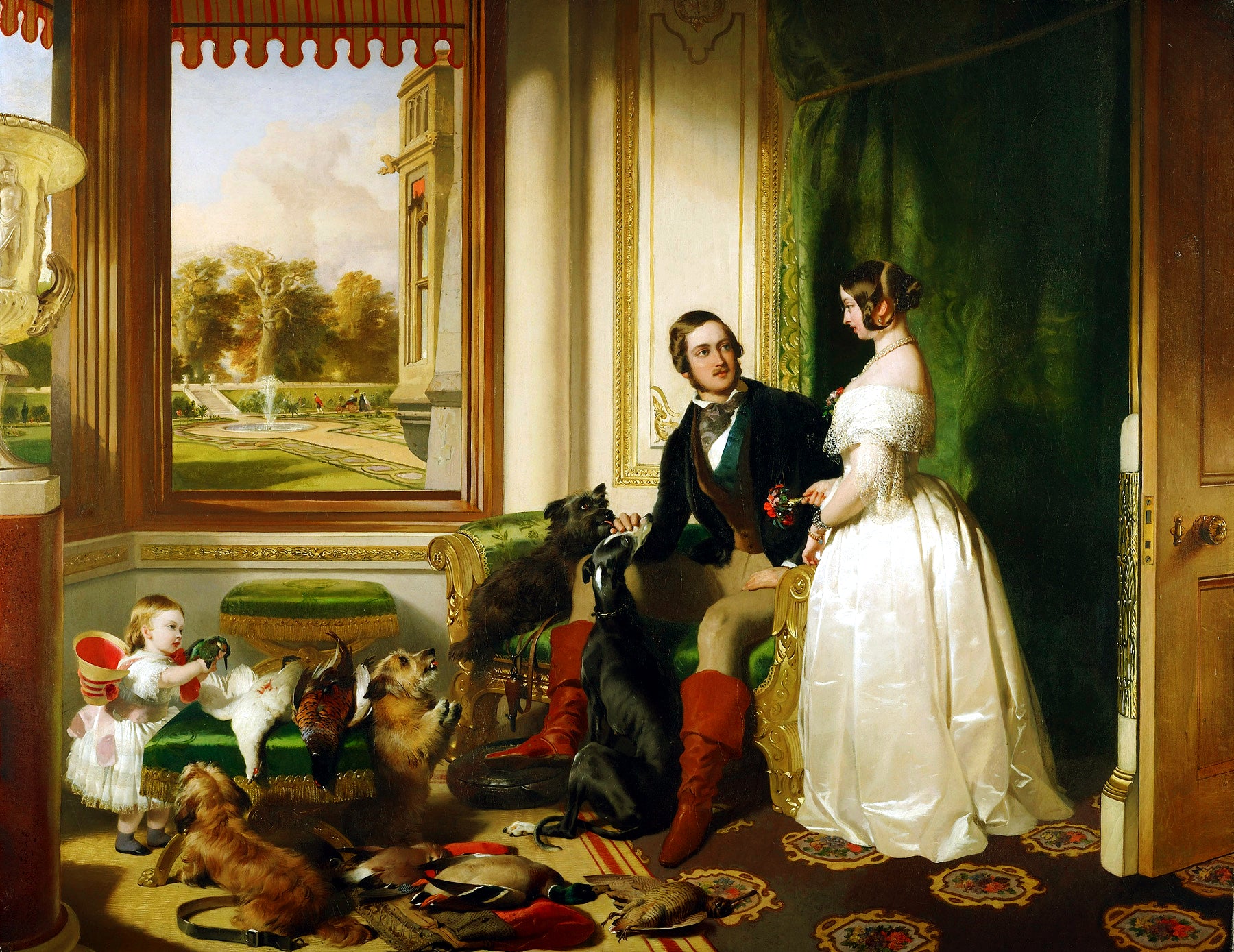 Le château de Windsor à l'époque moderne ; la reine Victoria, le prince Albert et Victoria, princesse royale - Edwin Henry Landseer