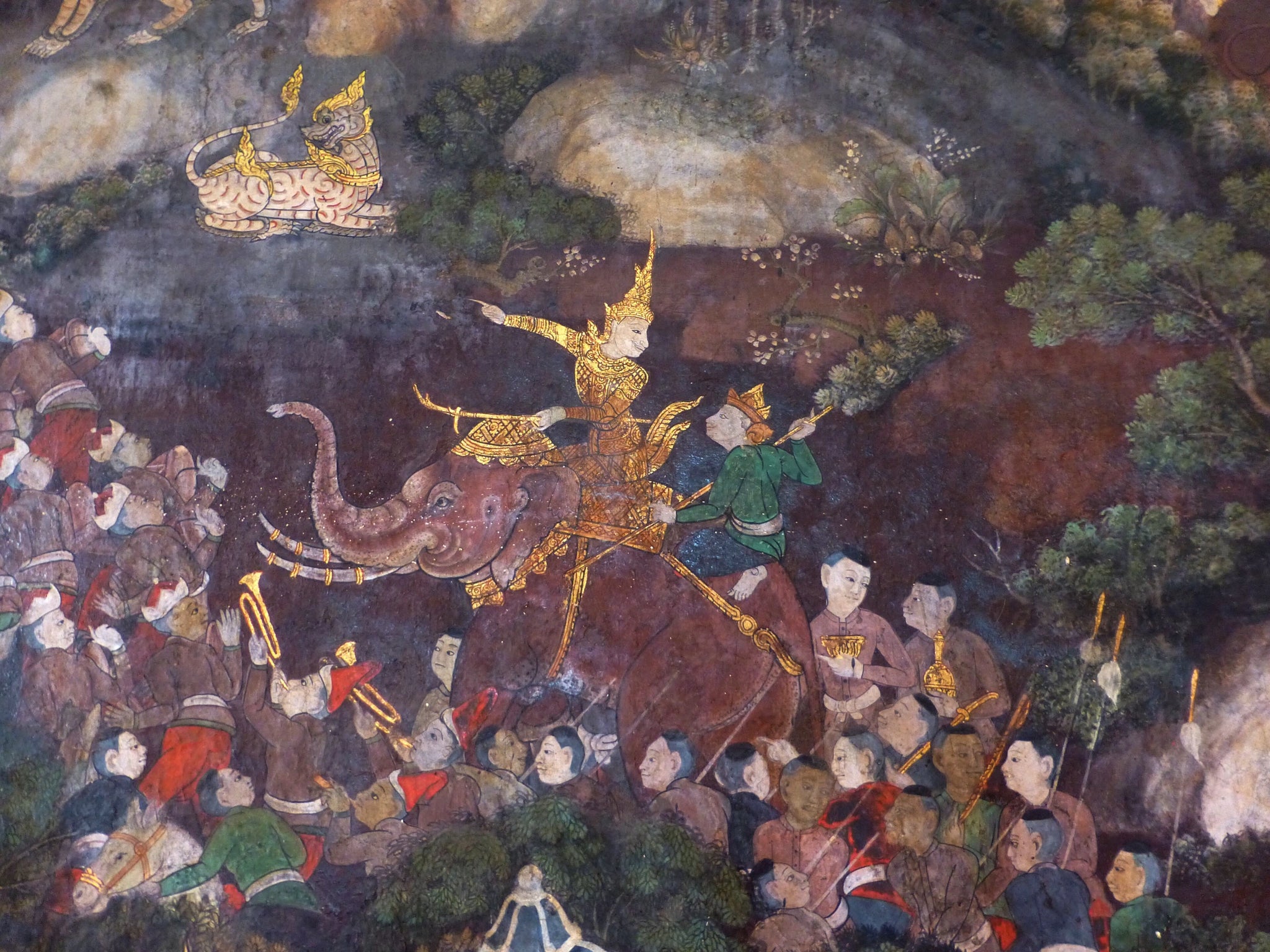 À dos d'éléphant, Ateliers de Wat Suthat, XIXe siècle