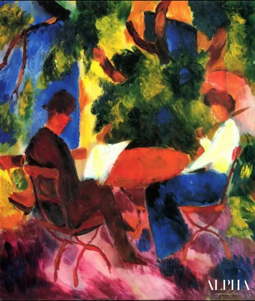 A la table du jardin - August Macke - Reproductions de tableaux et peintures haut de gamme