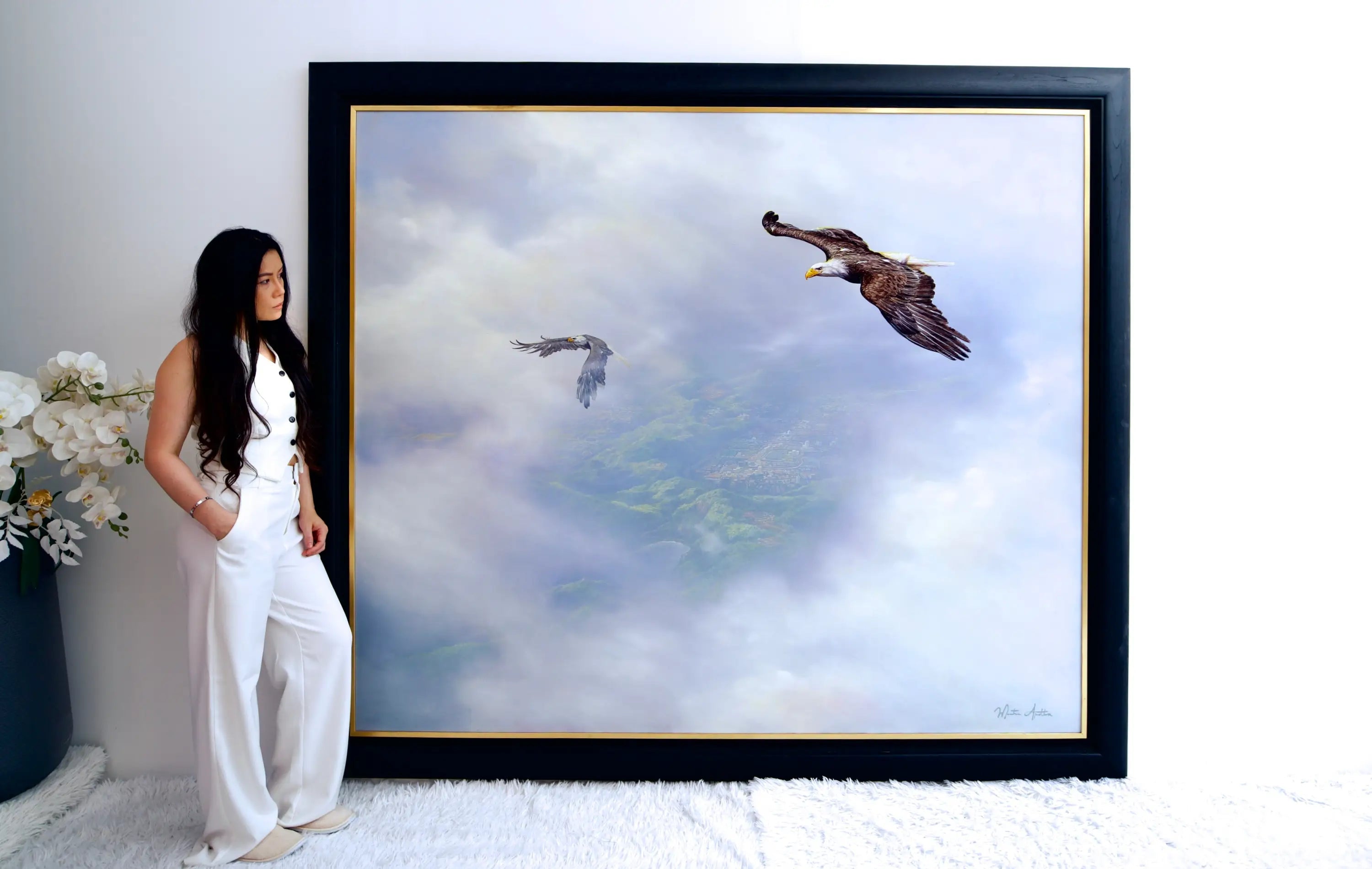 Aigles en Vol | 200 x 170 cm image 3 copie peinte à la main à l’huile