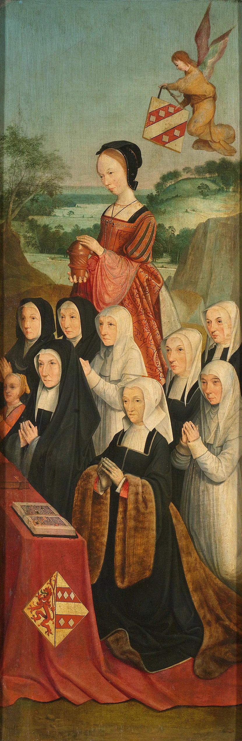 Aile droite d'une table commémorative avec neuf portraits féminins - Maître d'Alkmaar