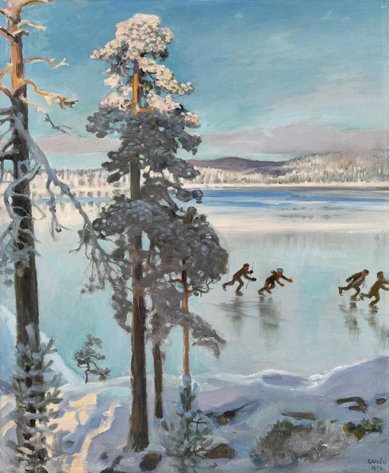 Patineurs sur le lac Ruovesi, peinture d’Akseli Gallen-Kallela
