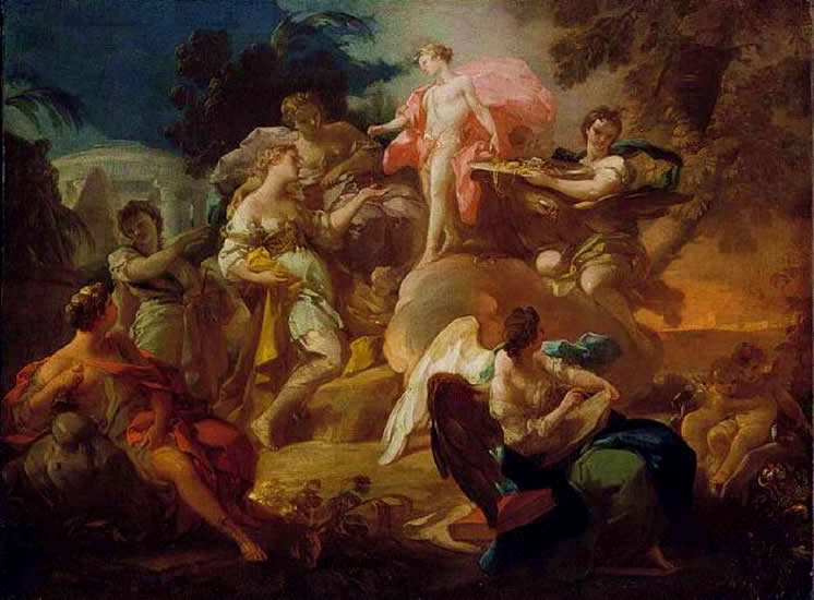 אלגוריה של האומנויות עם אפולו והגראציות - קורדו גיאקינטו