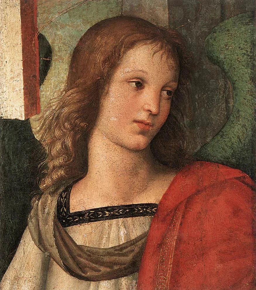 Ange en buste du retable Baronci de Raphaël, Pinacoteca Tosio Martinengo – reproduction peinture à l’huile sur toile