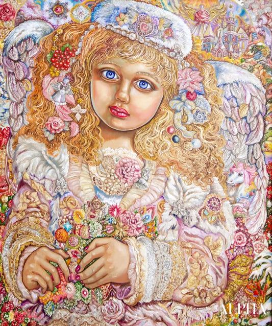 Angel of Christmas Lights - Yumi | 60 x 75 cm Reproductions de tableaux à la peinture à l’huile