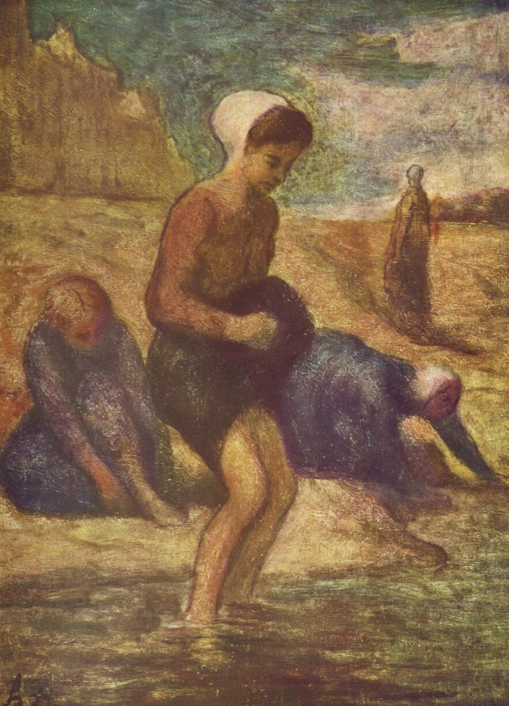 Au bord de l'eau - Honoré Daumier image 1 reproduction artisanale de tableau