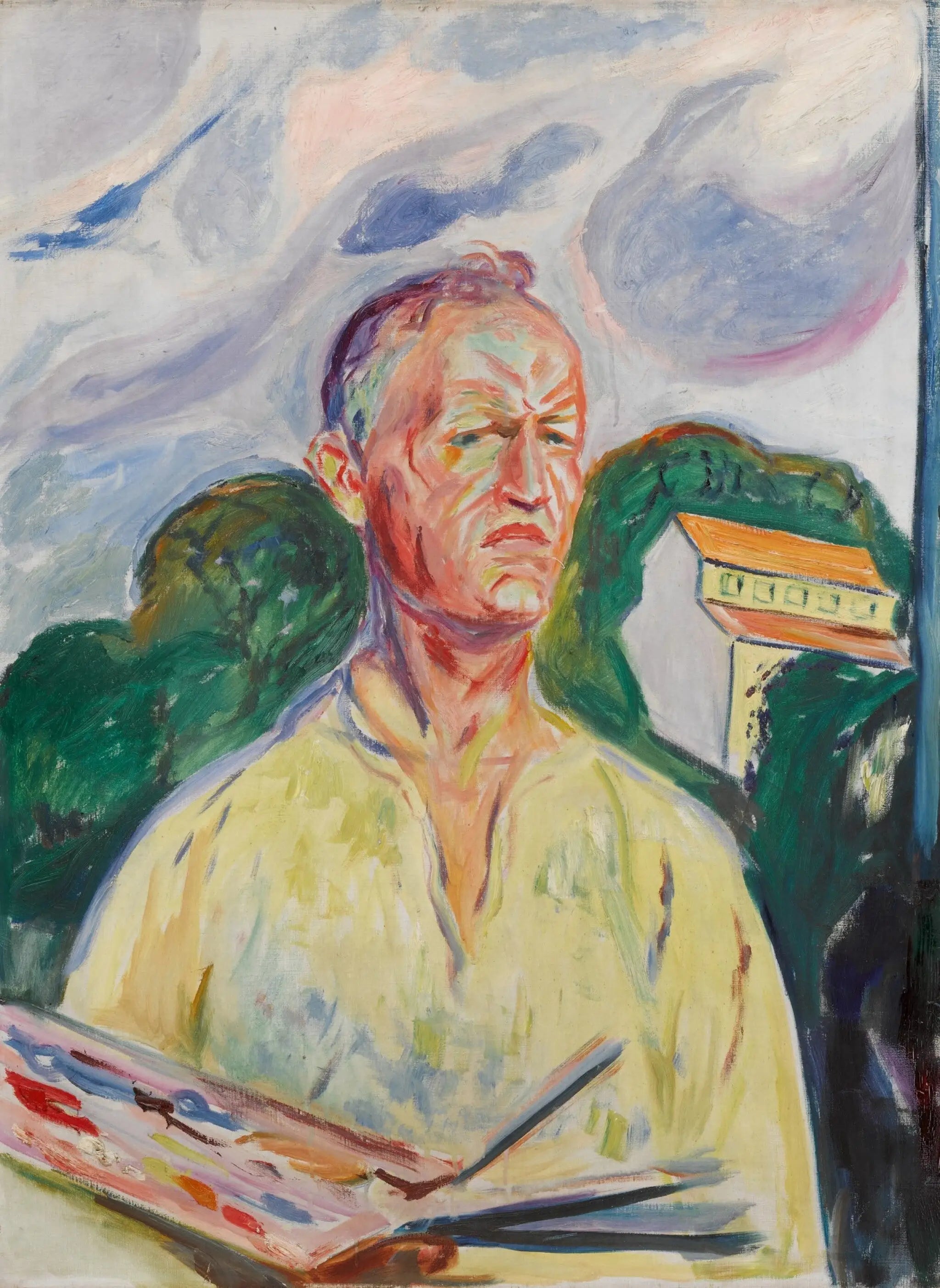Reproduction du tableau « Autoportrait à la palette - Edvard Munch » par Alpha Reproduction en peinture à l’huile