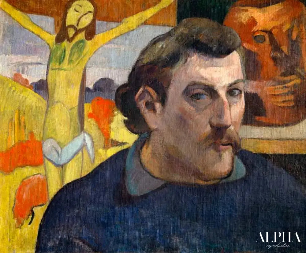 Autoportrait avec le Christ jaune - Paul Gauguin - Reproductions de tableaux et peintures haut de gamme