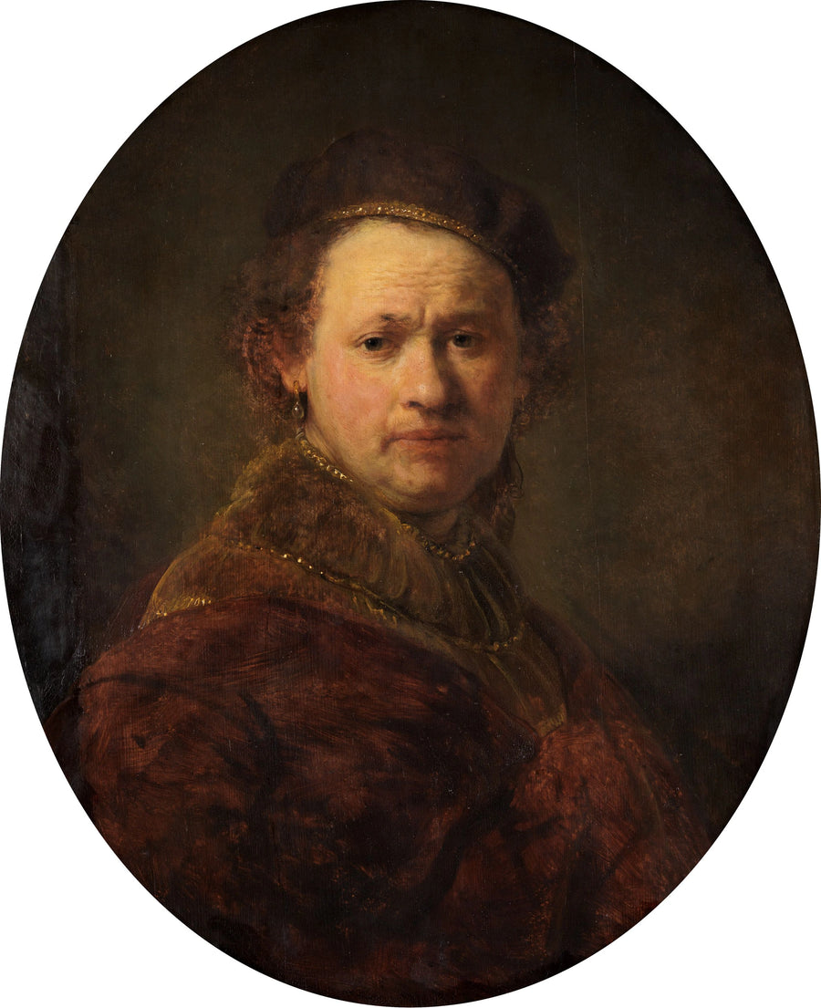 Autoportrait au béret et au manteau rouge — Rembrandt, vers 1645–1648