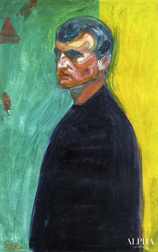 Autoportrait (contre bichromie) - Edvard Munch - Reproductions de tableaux et peintures haut de gamme