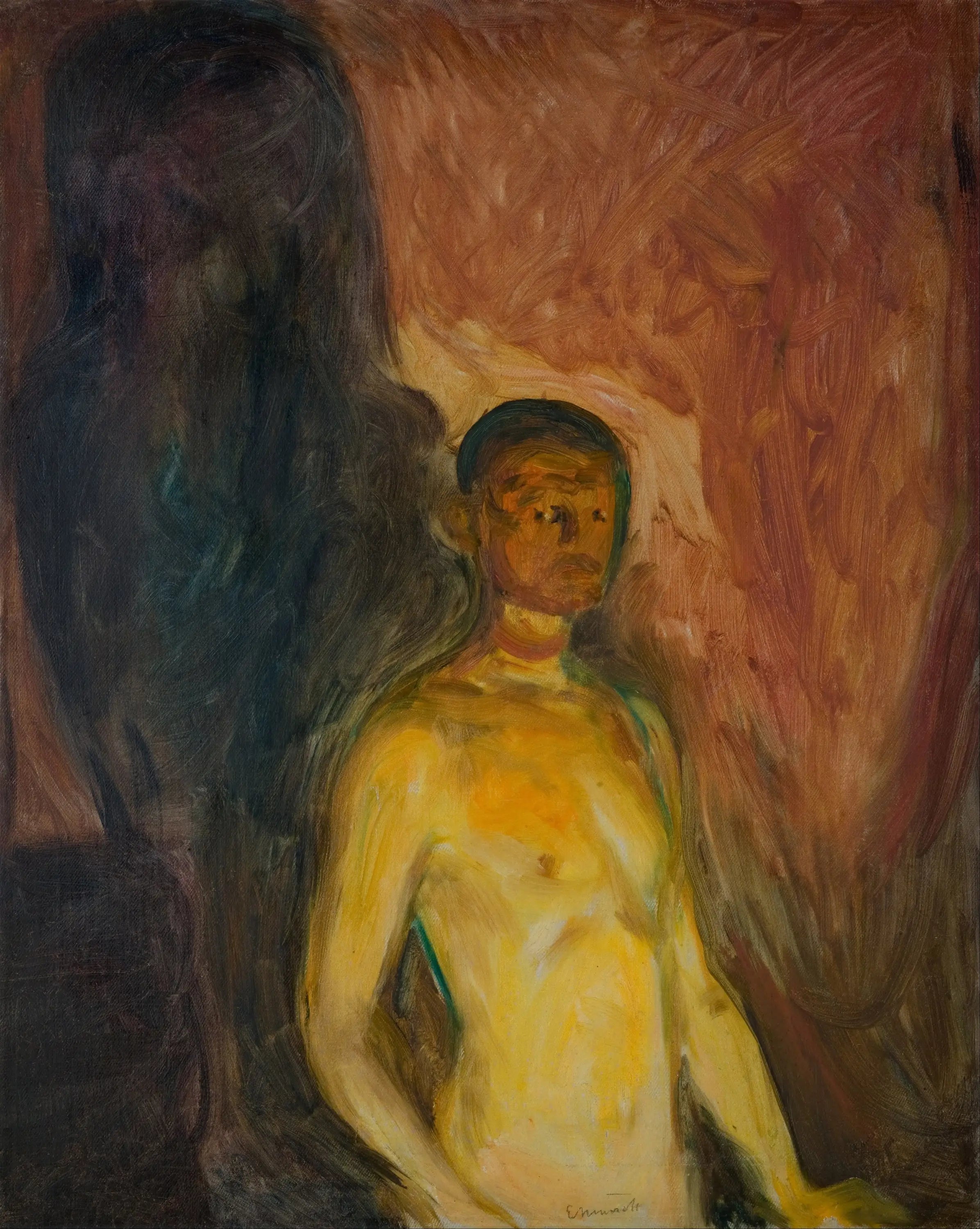 Reproduction du tableau « Autoportrait en enfer - Edvard Munch » par Alpha Reproduction en peinture à l’huile