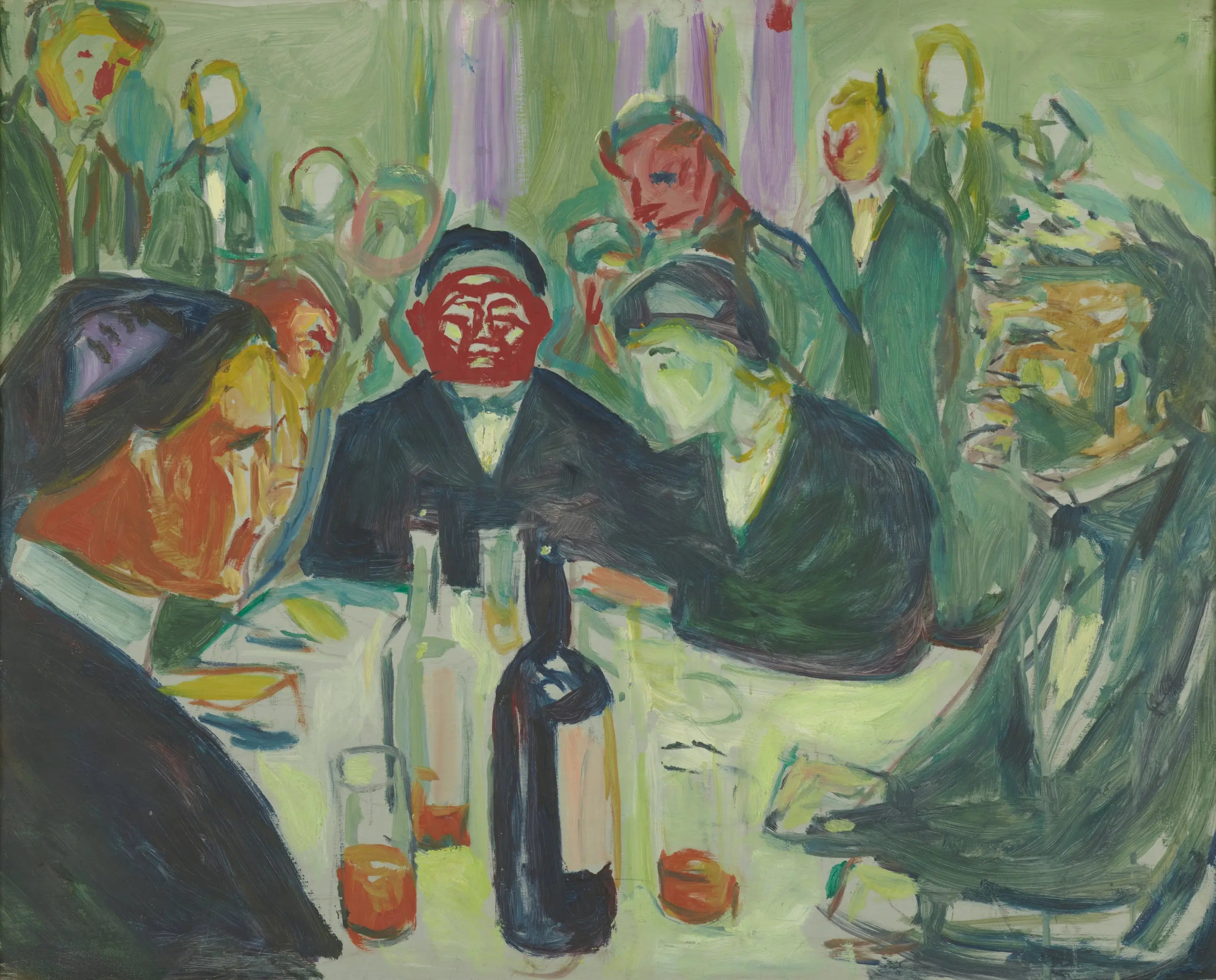Reproduction du tableau « Autour de la table - Edvard Munch » par Alpha Reproduction en peinture à l’huile