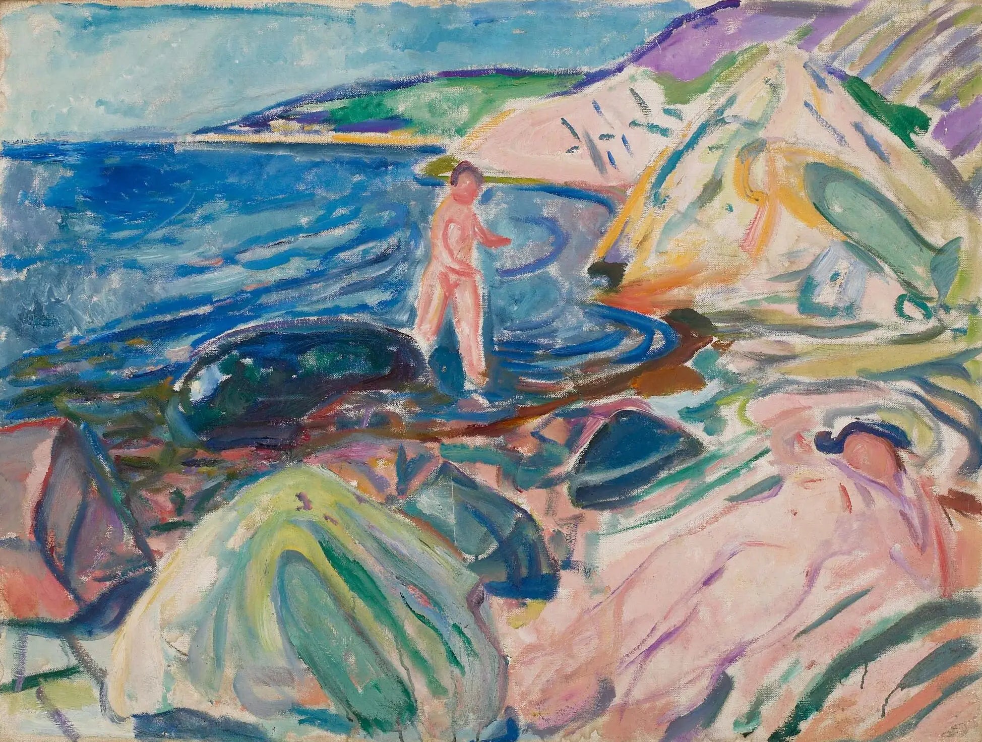 Reproduction du tableau « bain de soleil - Edvard Munch » par Alpha Reproduction en peinture à l’huile