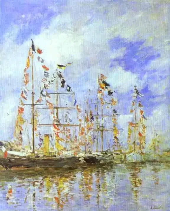Bassin Yacht à Trouville-Deauville - Eugène Boudin image 1 reproduction d’œuvre d’art à l’huile