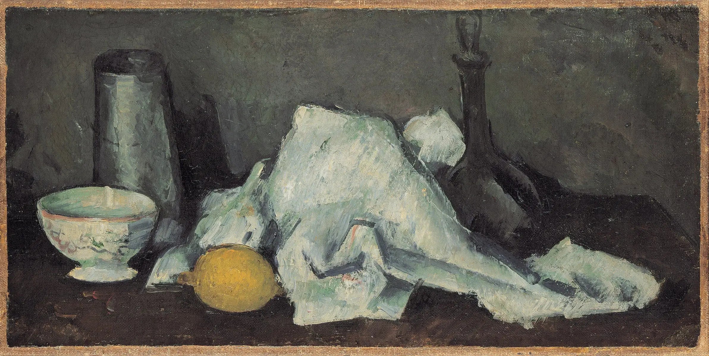 Reproduction du tableau « Boîte à lait et citron, II - Paul Cézanne » par Alpha Reproduction en peinture à l’huile