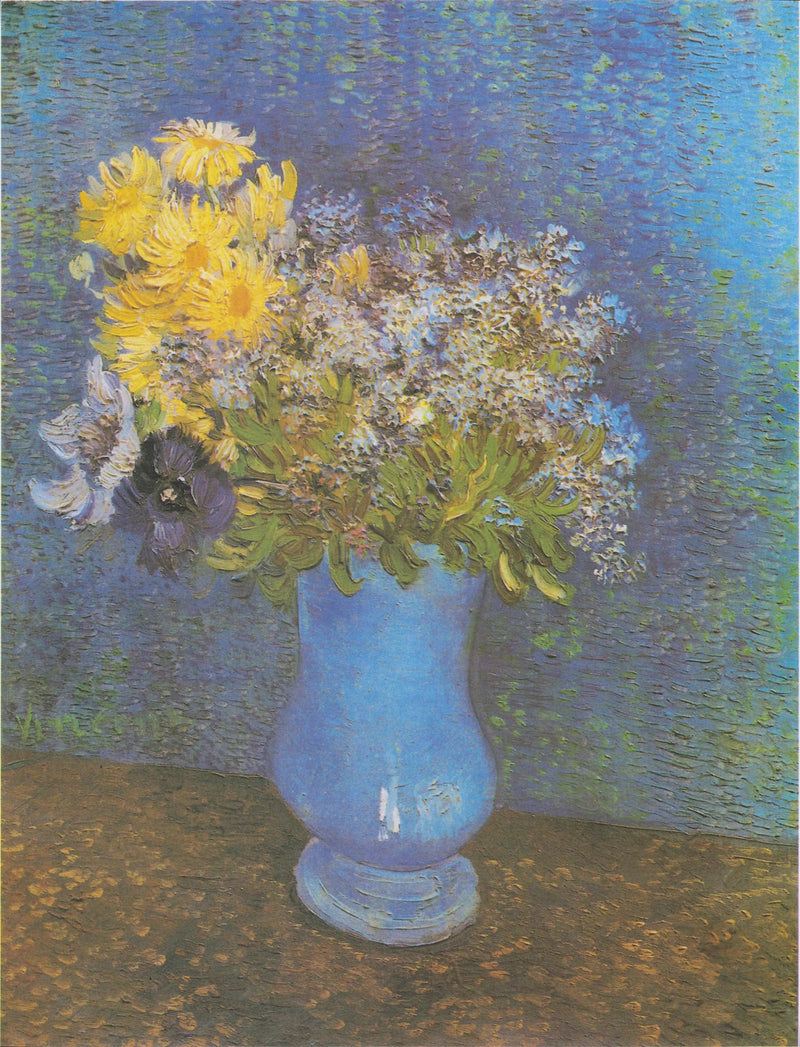 זר פרחים בכלי כחול - Vincent van Gogh