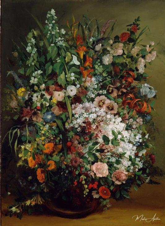 Bouquet de fleurs dans un vase - Gustave Courbet - Reproductions de tableaux et peintures haut de gamme