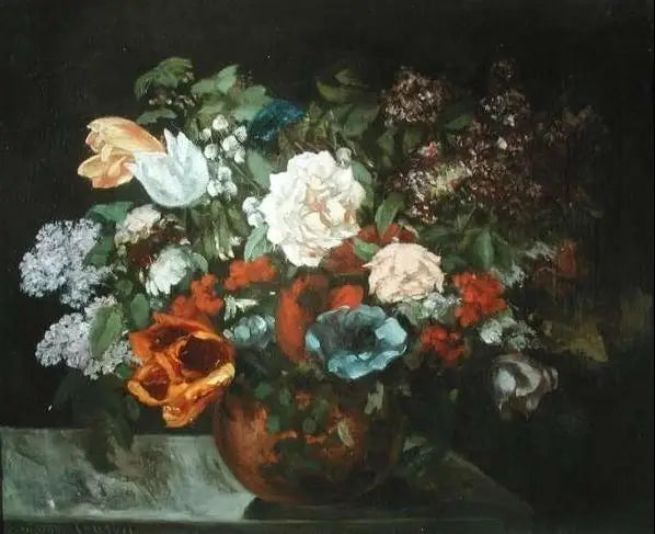 Bouquet de fleurs - Gustave Courbet image 1 reproduction artisanale de tableau