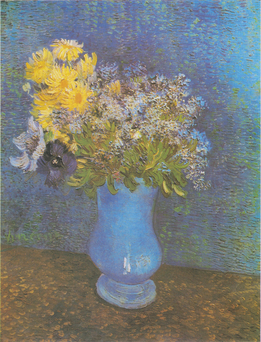 זר פרחים בכלי כחול - Vincent van Gogh