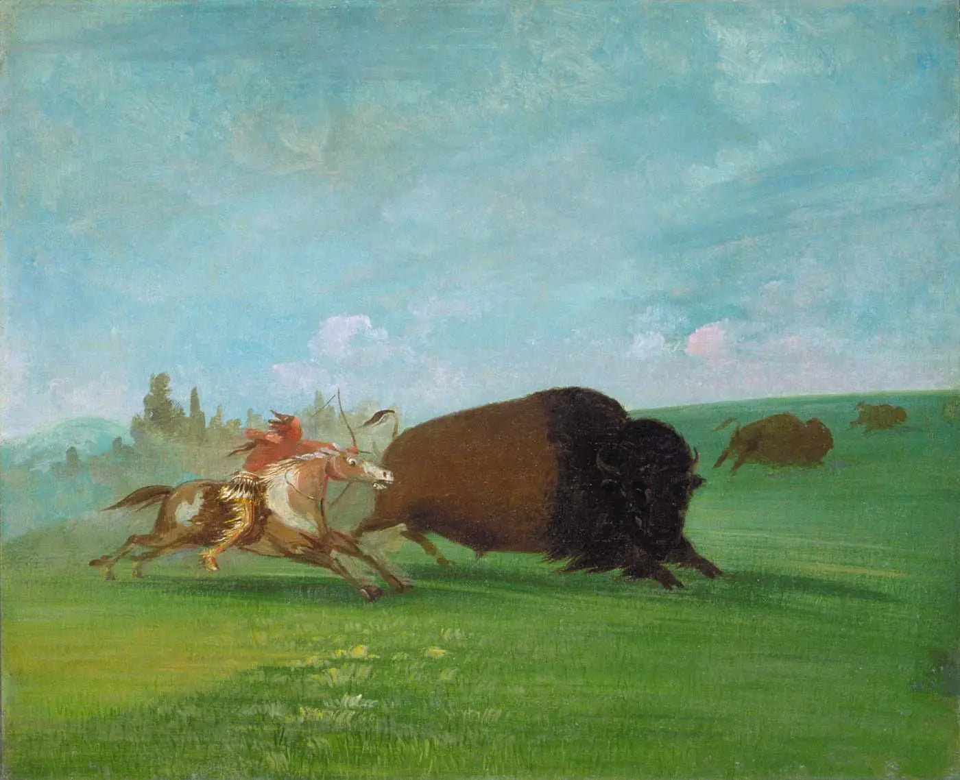 Buffalo Chase une seule mort - George Catlin - Alpha Reproduction