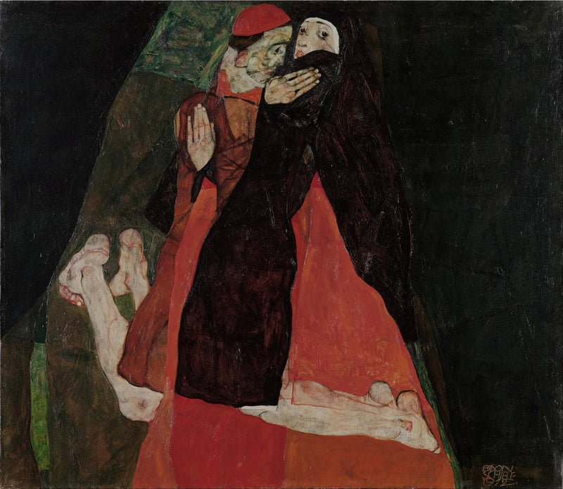 קארדינל ונזירה (ליטוף) - אגון שילה