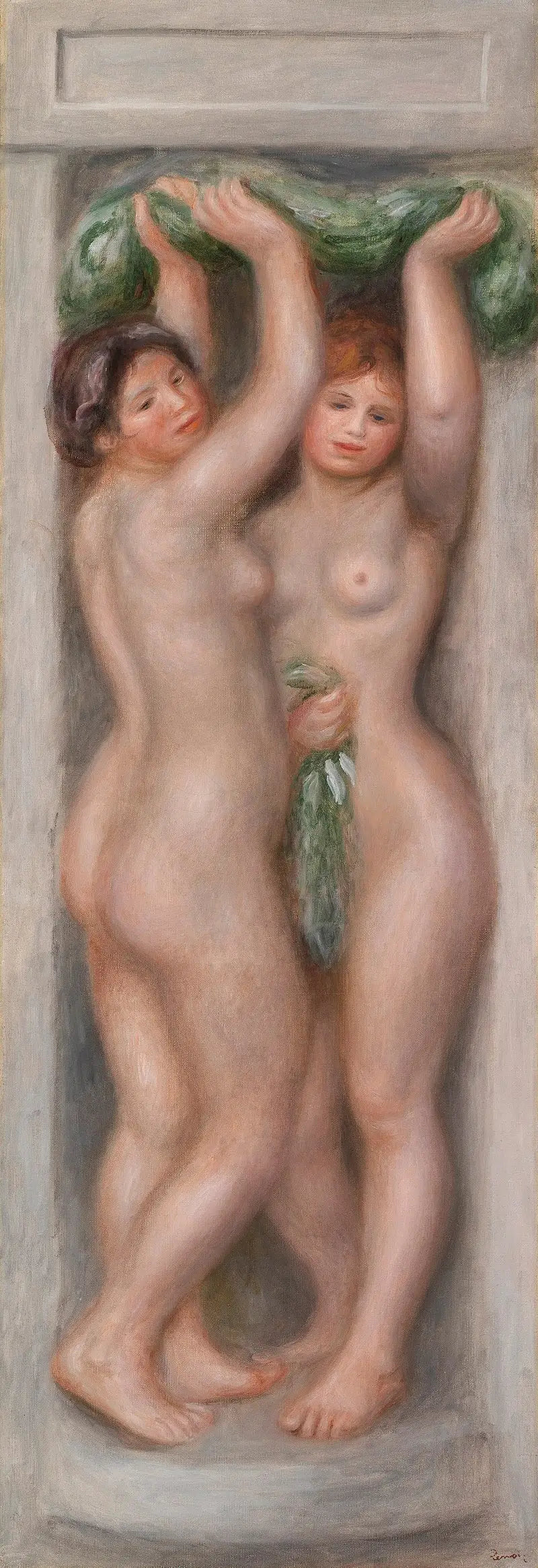 קאריאטידות (קאריאטידות); גם נקרא שתי רוחצות (לוח דקורטיבי) - פייר-אוגוסט רנואר