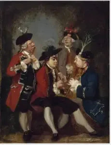 קריקטורה של סר תומאס קנדי, ג'יימס קולפילד, הוויקונט שרלמונט, ג'ון וורד המכובד וריצ'רד פהלס - ג'ושוע ריינולדס