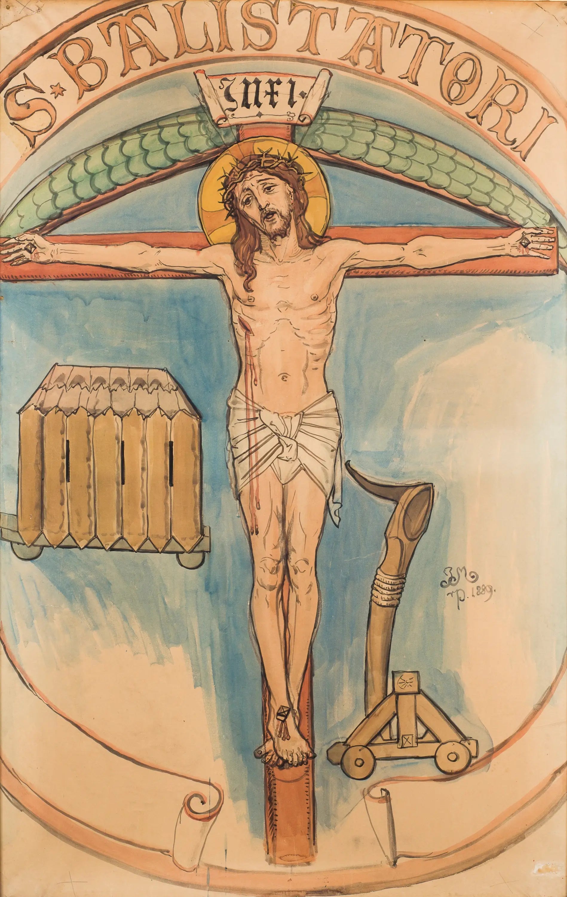 Carton do polichromii Kościoła Mariackiego - Godło łuczników - Jan Matejko - Alpha Reproduction