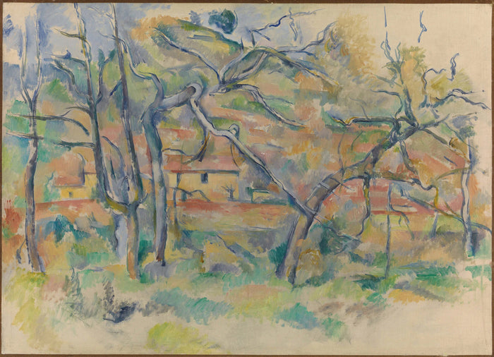 עצים ובתים במקום שנקרא לה דוראן, 1885 בקירוב - Paul Cézanne