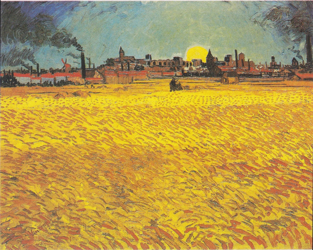 Reproduction du tableau « Champ de blé au soleil couchant - Vincent van Gogh » par Alpha Reproduction en peinture à l’huile
