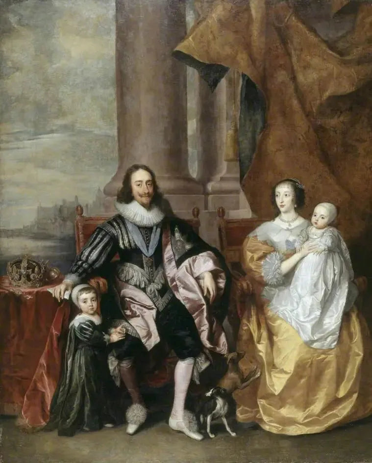 צ'ארלס הראשון (1600-1649) והנריוט מרי (כ-1609-1669), עם שני ילדיהם הבכורים, הנסיך צ'ארלס (1630-1685) והנסיכה מרי (1631-1660) - אנטואן ואן דייק