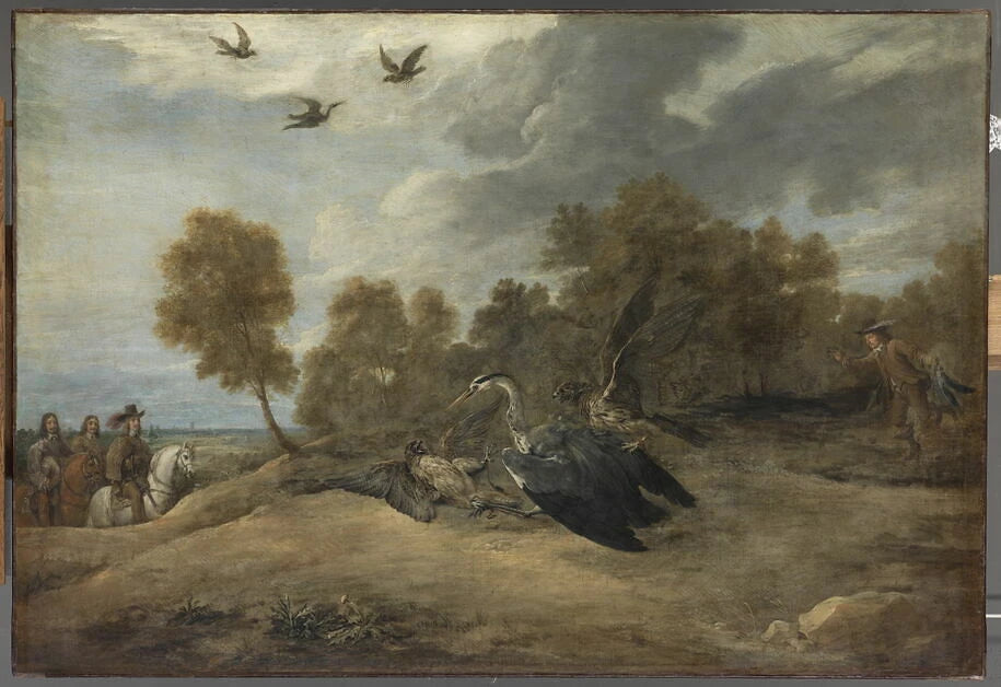 Chasse au héron en présence de l'archiduc Léopold-Guillaume, gouverneur général des Pays-Bas espagnols - David II Teniers