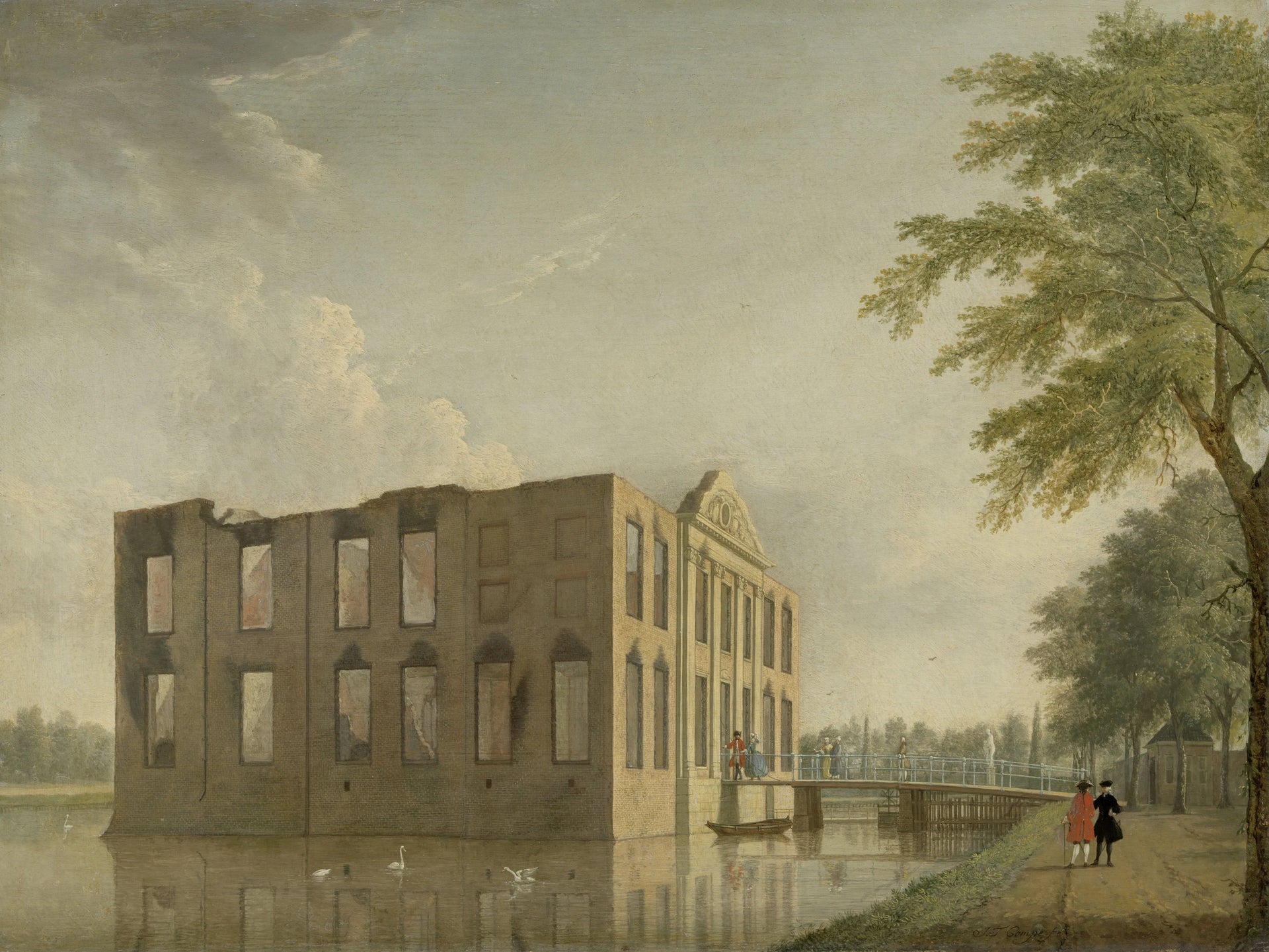 Le château de Berckenrode à Heemstede après l'incendie - Jan ten Compe