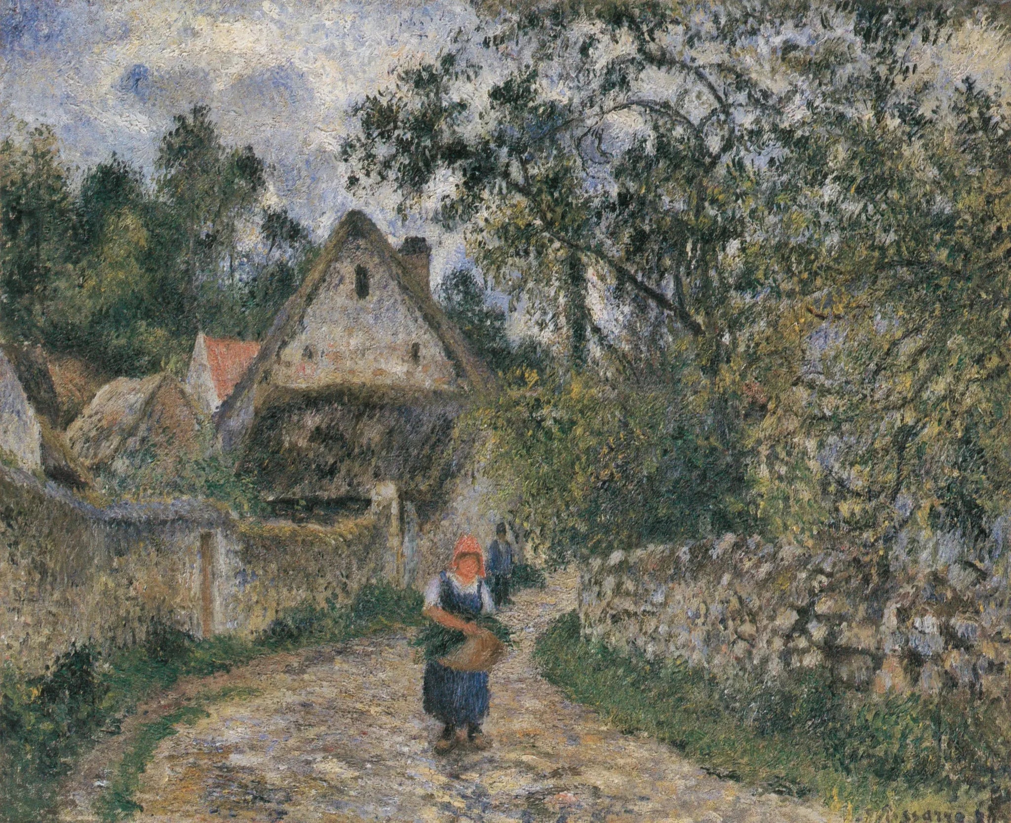 Chaumières au Valhermeil, Auvers-sur-Oise - Camille Pissarro image 1 copie de tableau peinte à la main