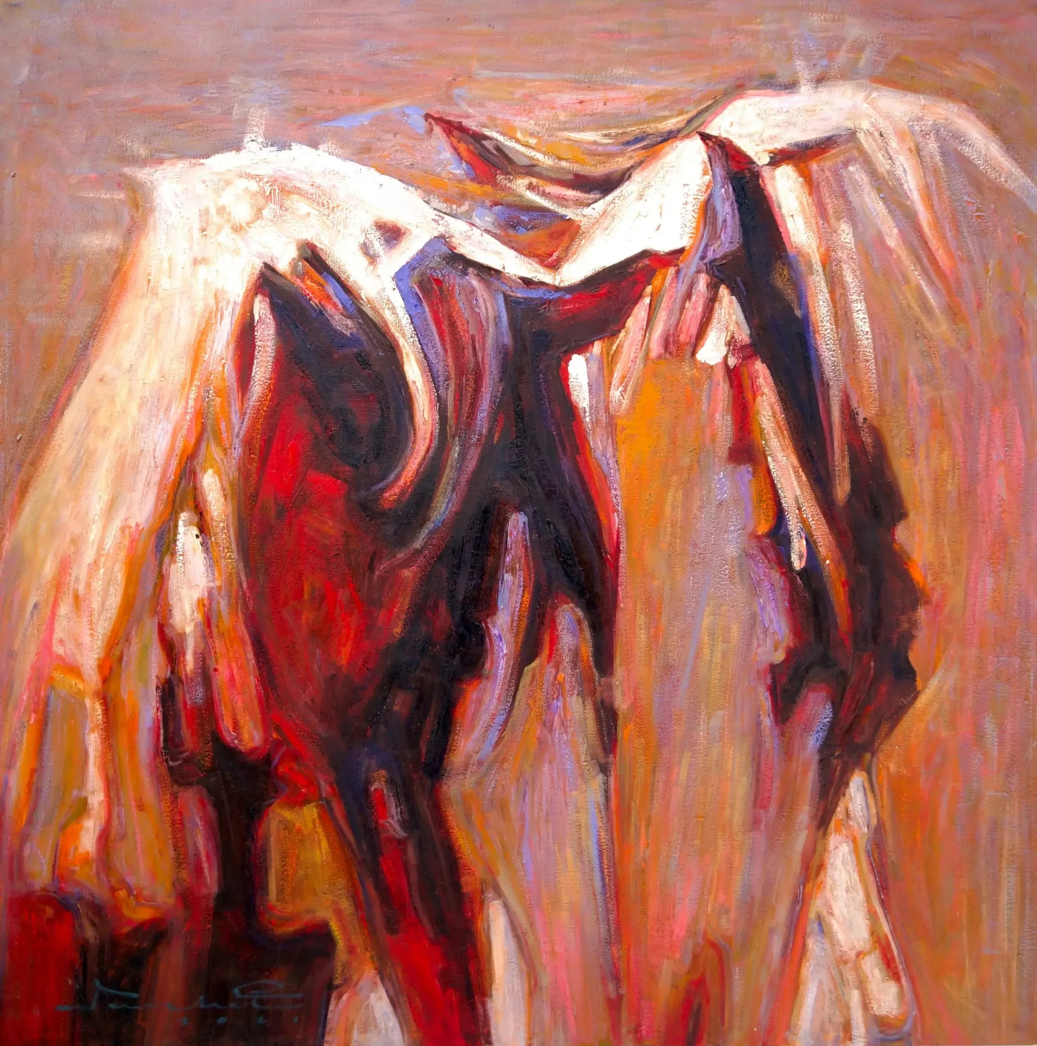 Cheval Abstrait | 100 x 100 cm image 1 reproduction artisanale de tableau
