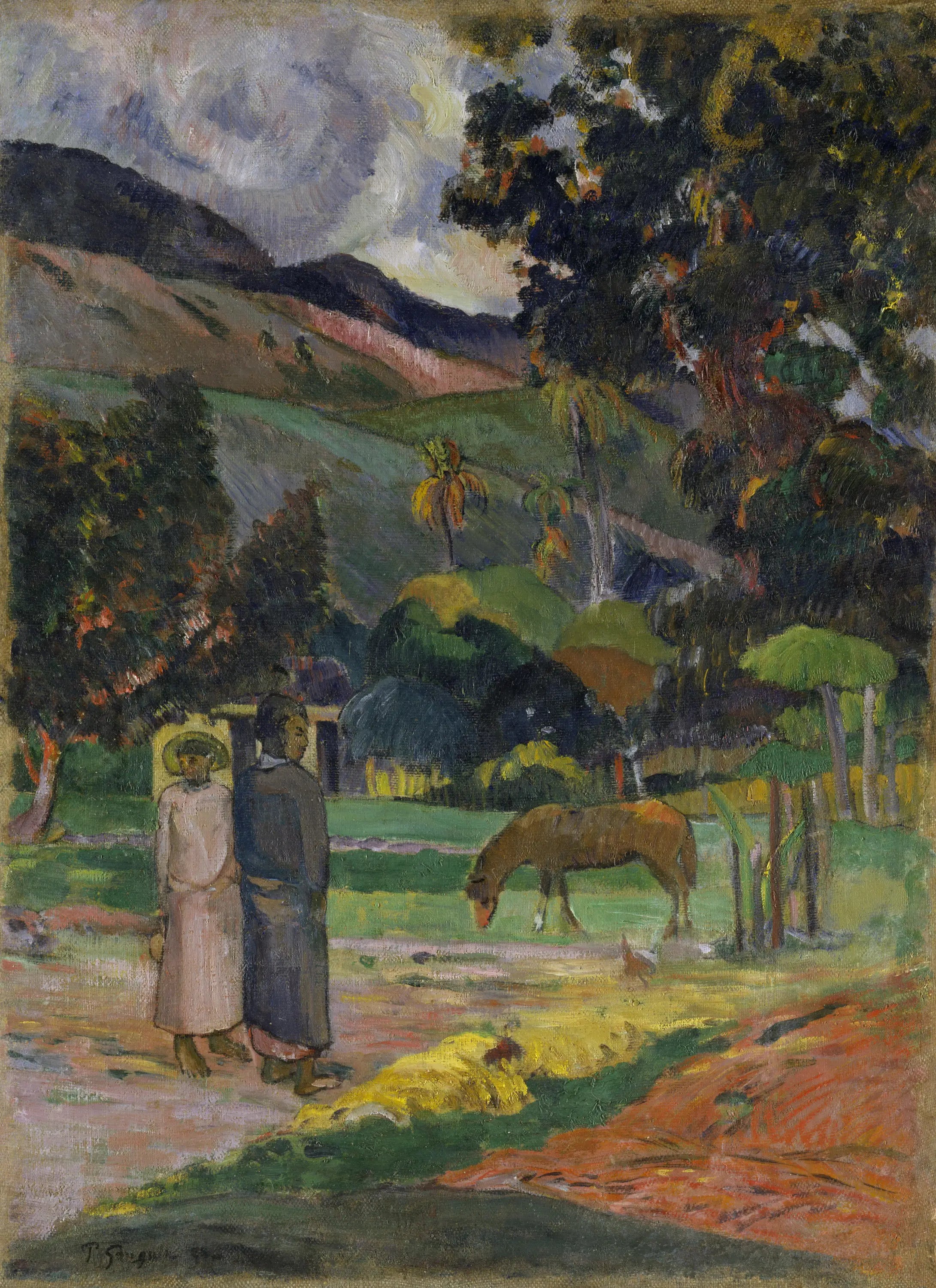 Reproduction du tableau « Cheval au pâturage - Paul Gauguin » par Alpha Reproduction en peinture à l’huile