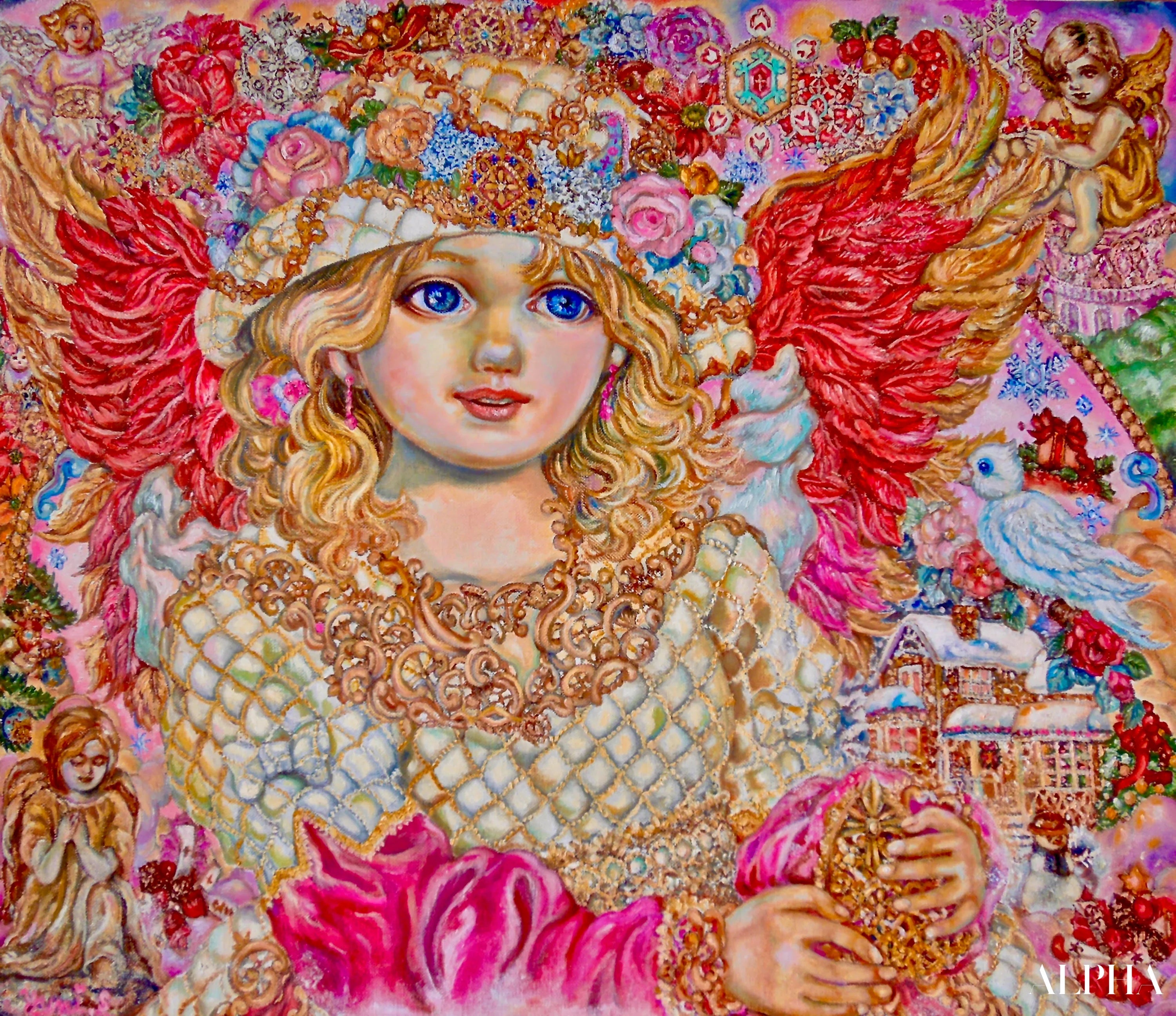 Christmas angel - Yumi Sugai Reproductions de tableaux à la peinture à l’huile