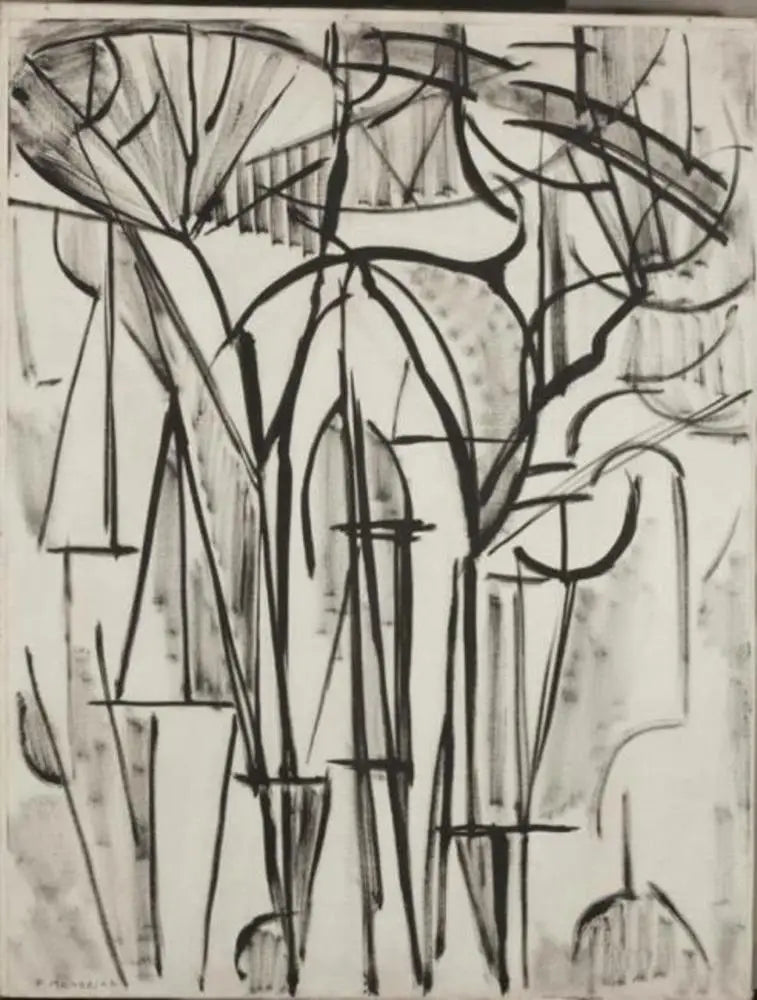 Reproduction du tableau « Composition arbres 1 (inachevé) - Piet Mondrian » par Alpha Reproduction en peinture à l’huile
