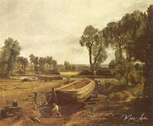 Construction de bateaux près du moulin de Flatford, 1815 - John Constable - Reproductions de tableaux et peintures haut de gamme