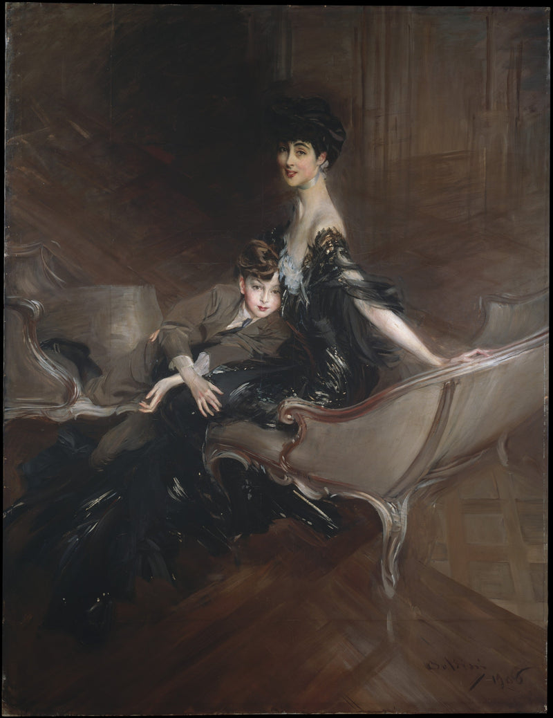 קונסולו ונדלרטון (1876–1964), דוכסית מרלבורו, ובנה, לורד איוור ספנסר-צ'רצ'יל (1898–1956) - ג'ובאני בולדיני