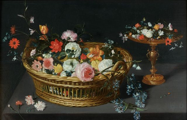 Corbeille de fleurs et coupé en vermeil sur un entablement - Jan Brueghel le Jeune