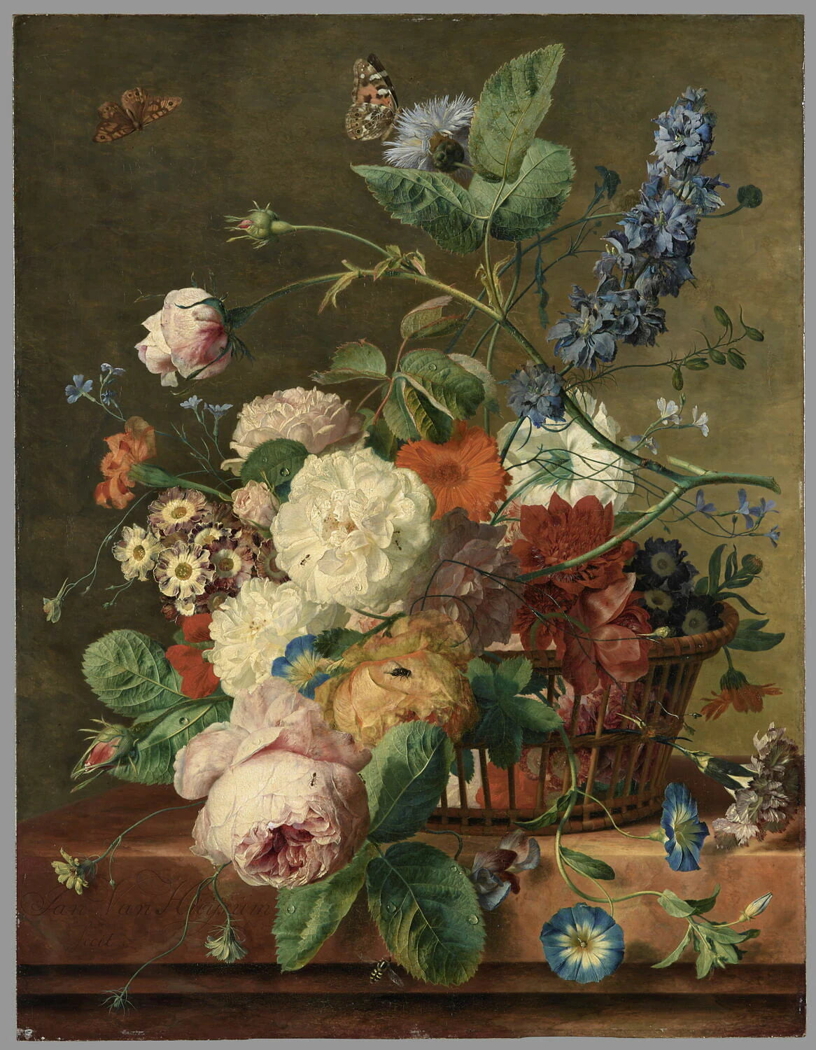 Corbeille de fleurs avec deux papillons - Jan van Huysum