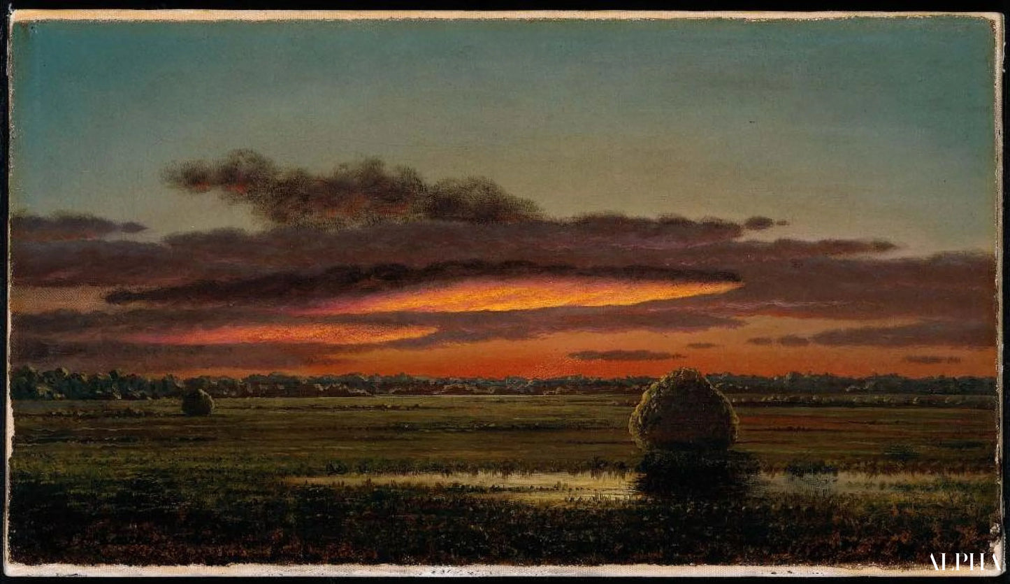 Reproduction du tableau « Coucher de soleil sur les marais - Martin Johnson Heade » par Alpha Reproduction en peinture à l’huile