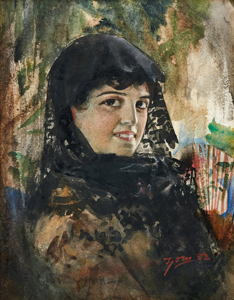 דמות ספרדית עם מנטילה שחורה - אנדרס זורן