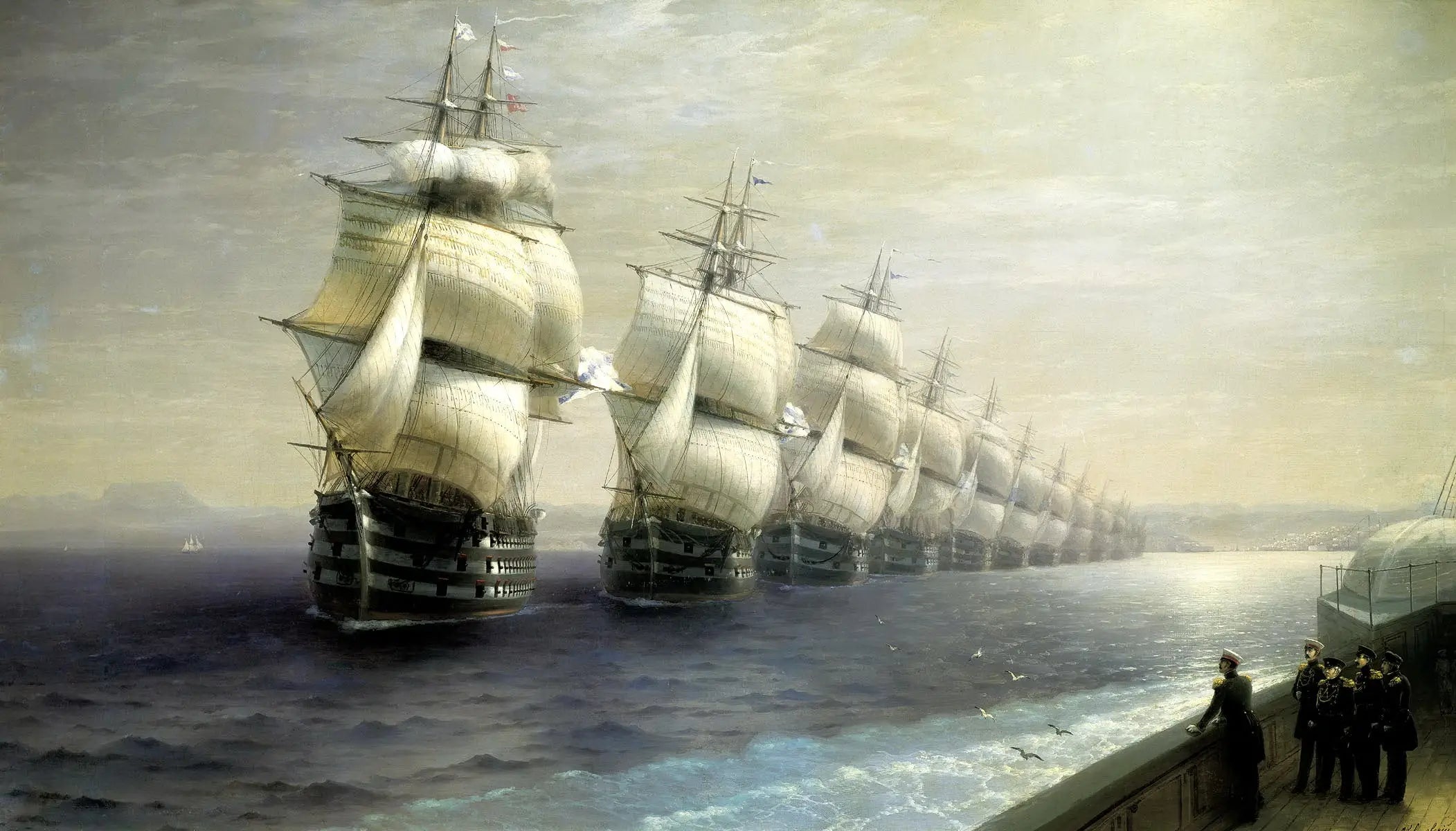 Défilé de la flotte de la mer Noire - Ivan Aïvazovski image 1 copie peinte à la main à l’huile