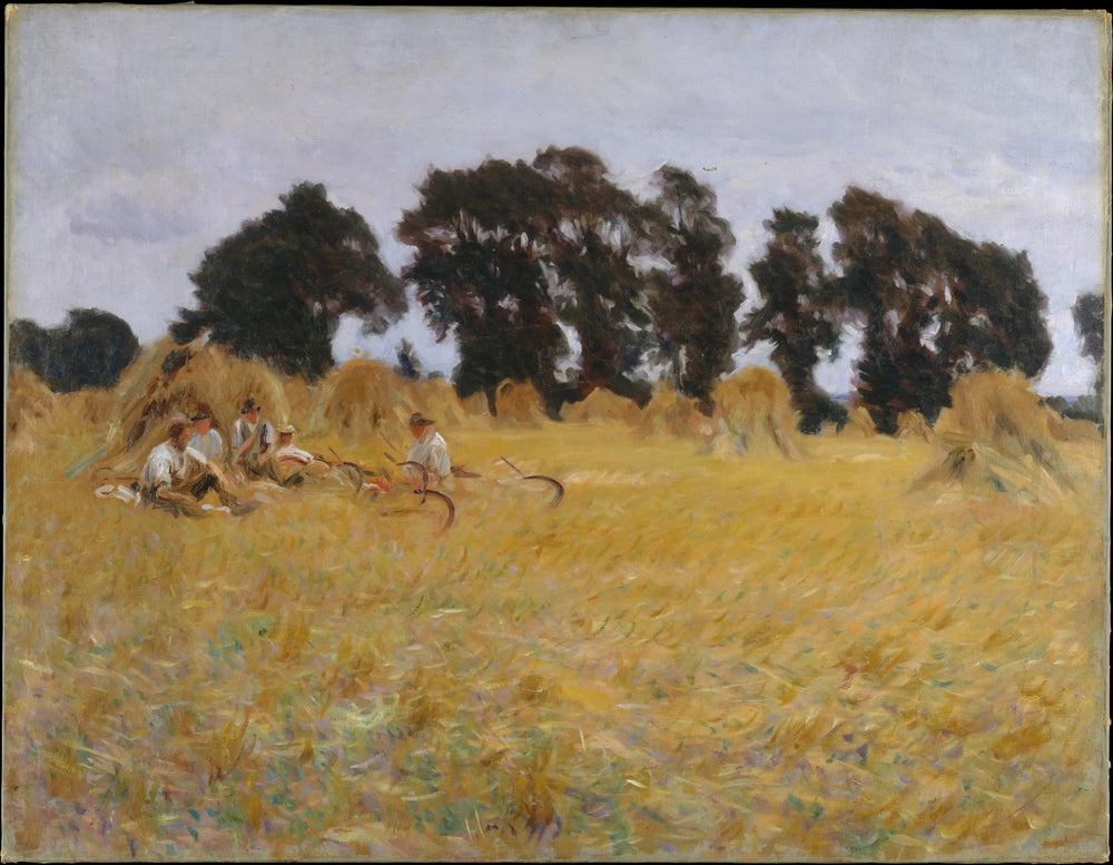 Des moissonneurs se reposent dans un champ de blé - John Singer Sargent image 1 reproduction de peinture à l’huile