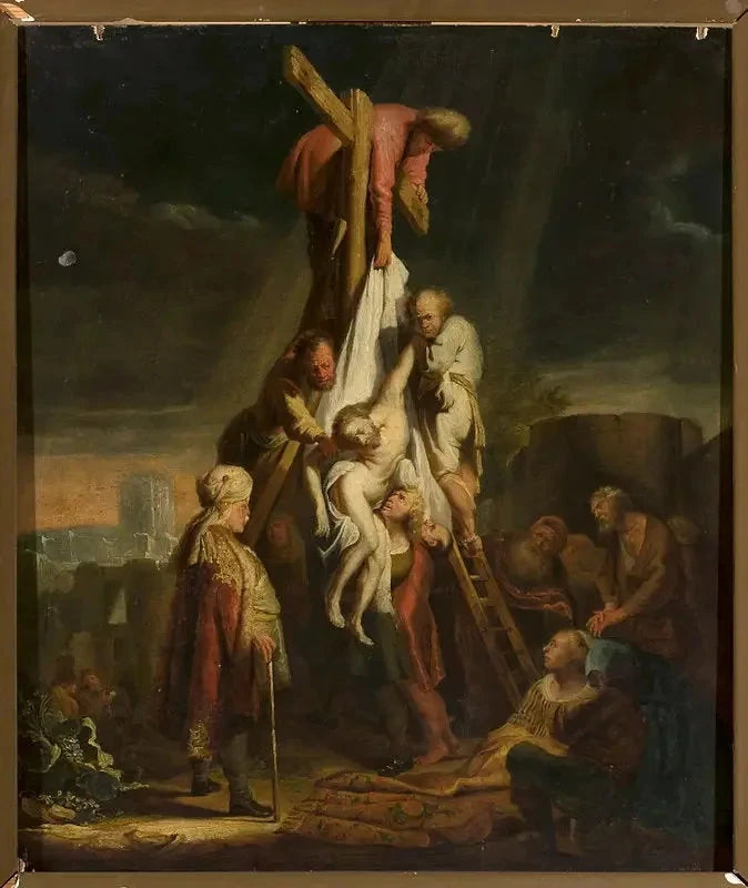 הורדת הצלב (מתי 27:58–59 ; מרק 15:45–46 ; לוקס 23:52–53 ; יוחנן 19:38) - רמברנדט